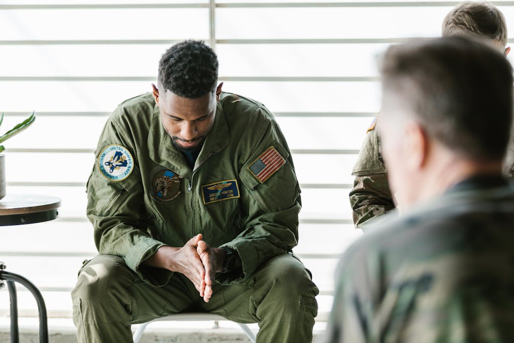 Photo of Soldier Looking Down